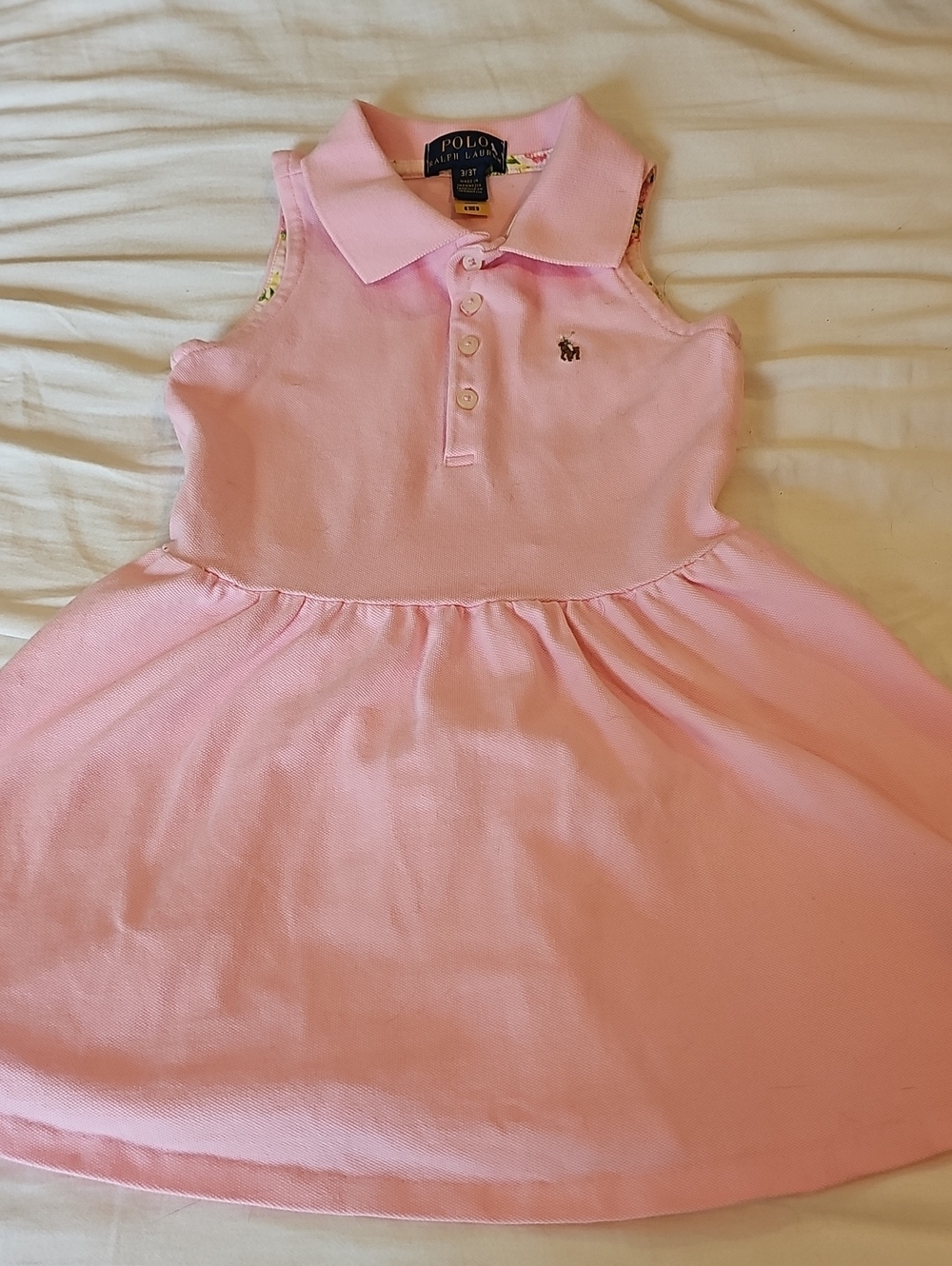 Ralph Lauren Polo Toddler Girl's Sleeveless Pink Polo Dress Size: 3/3T - Picture 3 of 11